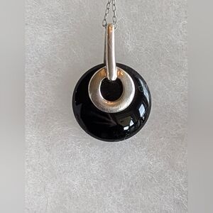 Onyx And 925 Sterling Silver Pendant